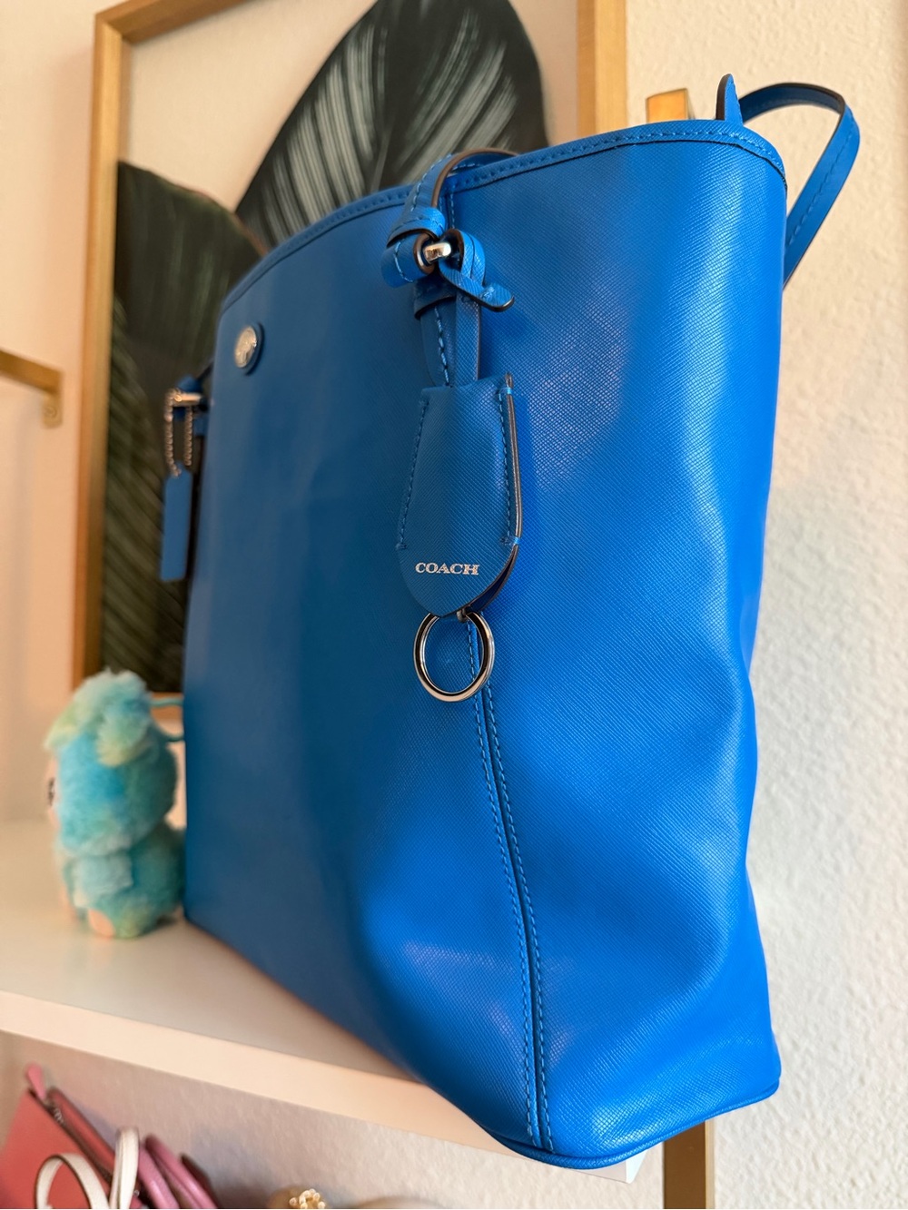 π Coach City Tote F27849 Bright Blue Saffiano Leather Shoulder Bag π - Picture 11 of 16